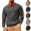 Men's Stand-up Collar Casual Sports Color Matching Zipper Embroidered Long-sleeved Henry Fashion Street Sweater