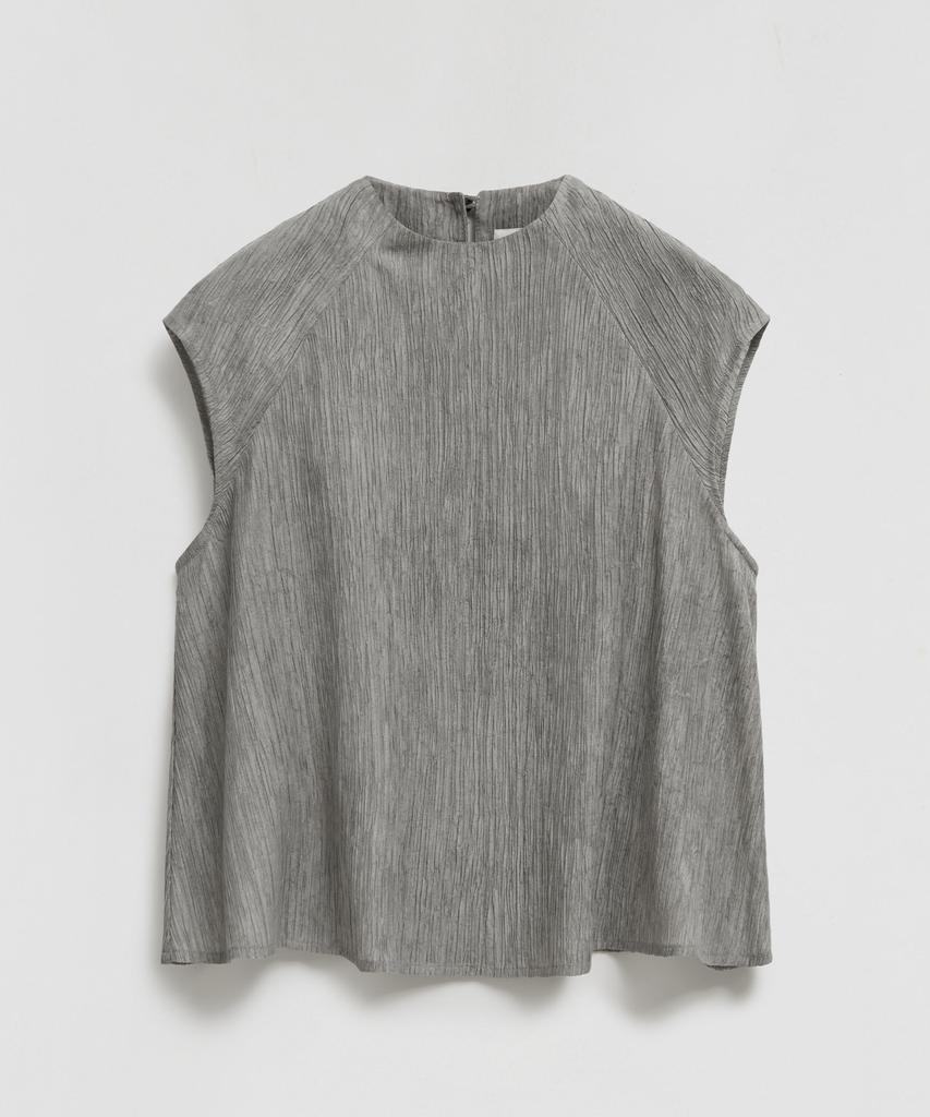 LMOOD WOMEN Pleated Open Blouse Vintage Gray