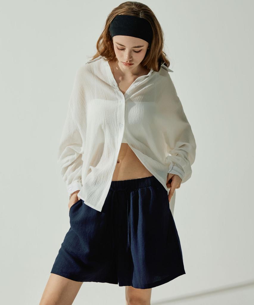 VIKINI VENDER Брюки Della Linen с эластичным поясом - Темно-синие