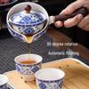 Вращающийся керамический набор для китайской чайной церемонии с чайником-фильтром с боковой ручкой