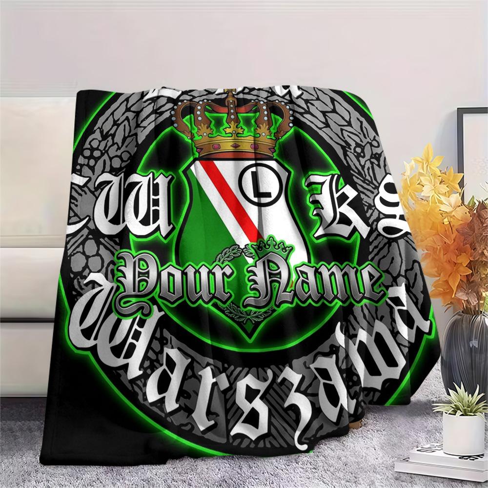1PC Crest Emblem Custom Name Patterned Flannel Blanket Suitable For All Seasons For Home Decor Warmth And Comfort Gifts Holiday Present