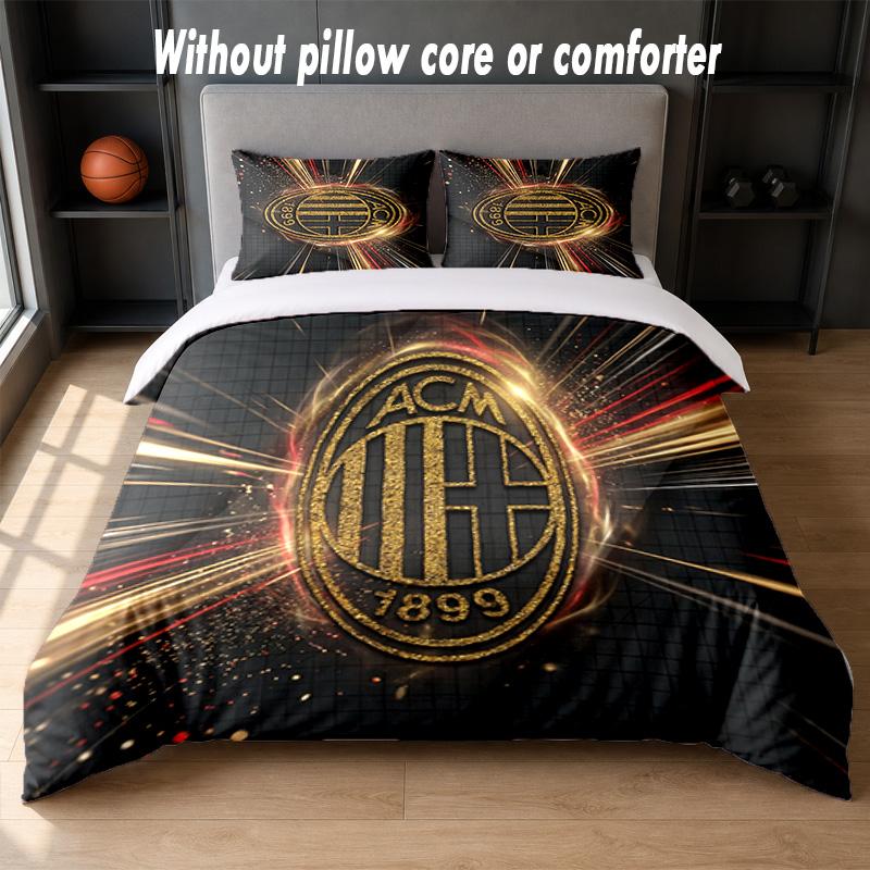 AC Milan Design Bed Bedding Set 1 Duvet Cover + 2 Pillowcases Soft Breathable Household Bed Linens