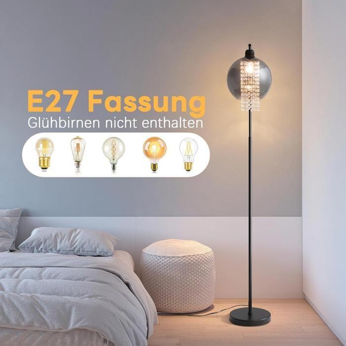Lampadaire - NETTLIFE - Moderne gris fumé - E27 - Métal - Interrupteur à pied