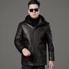 Men's Genuine Leather Down Jacket, Middle-aged First-layer Sheepskin Top, Winter Thickened Mid-length Leather Jacket