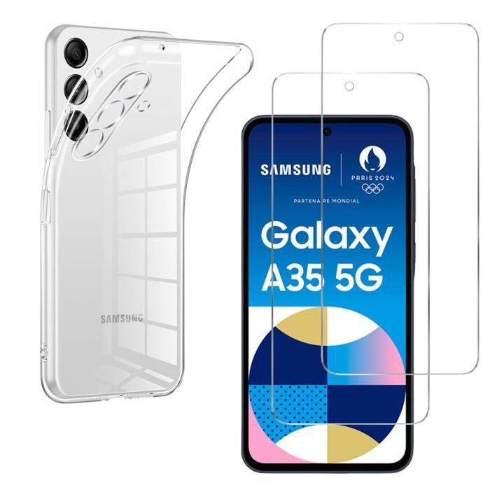 Чехол для Samsung Galaxy A35 5G и 2 пленки из закаленного стекла для защиты экрана Phonillico®