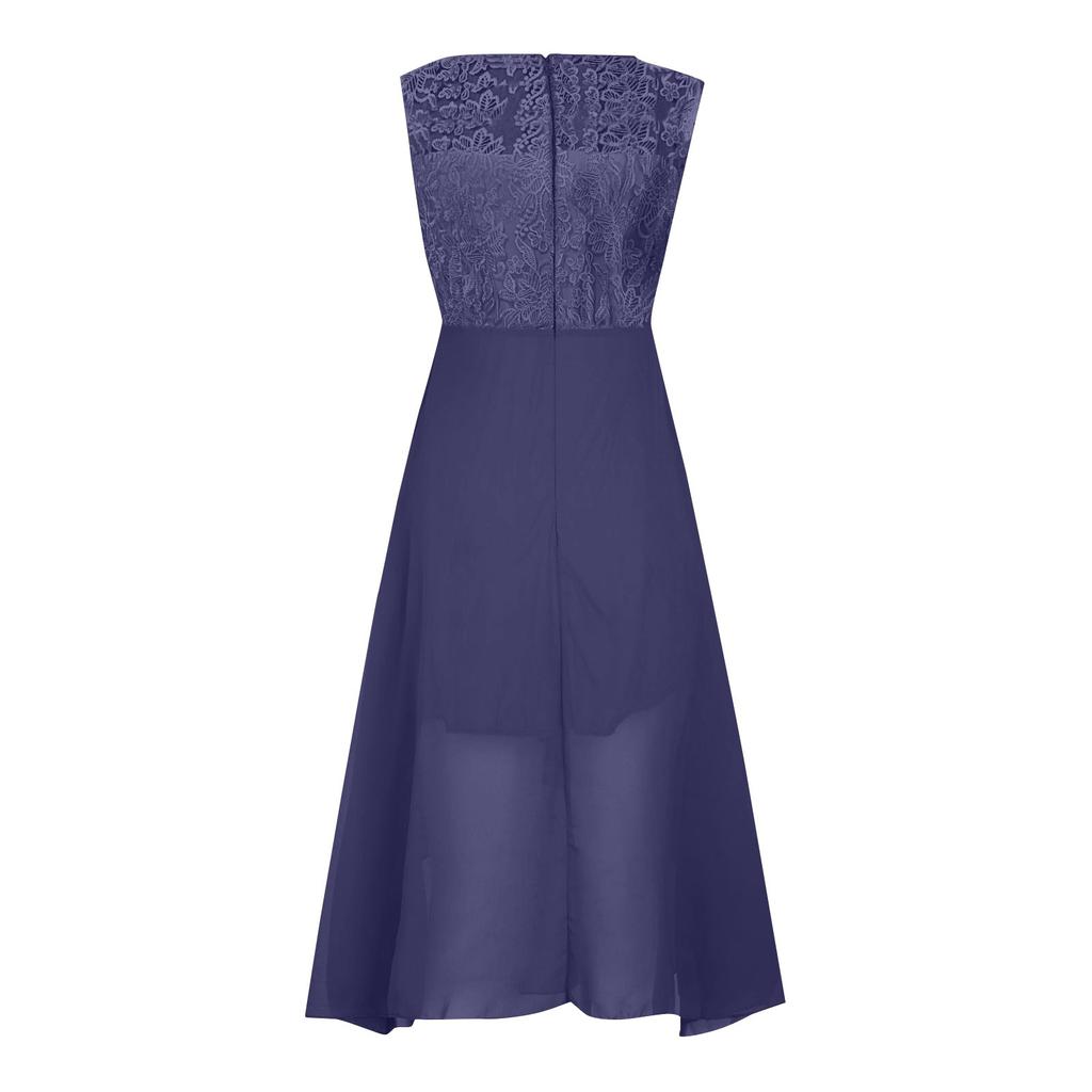 Женское платье Шифоновое элегантное кружевное лоскутное платье без рукавов с вырезами Вечернее платье подружки невесты