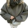 Women's Casual Hooded Drawstring Long Sleeved Jacket Autumn Winter Fashion Zipper Panelled Coat Short Loose High Street Outwear