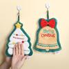 Christmas Hand Towel Cute Santa Tree Bell Glove Snowman Elk Ultra Soft Thick Coral Fleece Hanging Loop Quick Drying Super Absorbent Bathroom