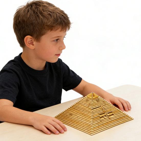 Wooden Pyramid Decryption Mystery Toy 3D Wooden Pyramid Puzzle Riddle Game Brain Teaser Educational Toy for Adults Teens