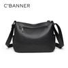 C.BANNER Leather Handbag, Women's Crossbody Bag, Large Capacity Shoulder Bag, Black