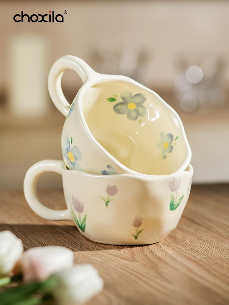 1 шт. Керамическая кофейная кружка в цветочном стиле кружки для домашнего офиса кружка для завтрака чашка для молока