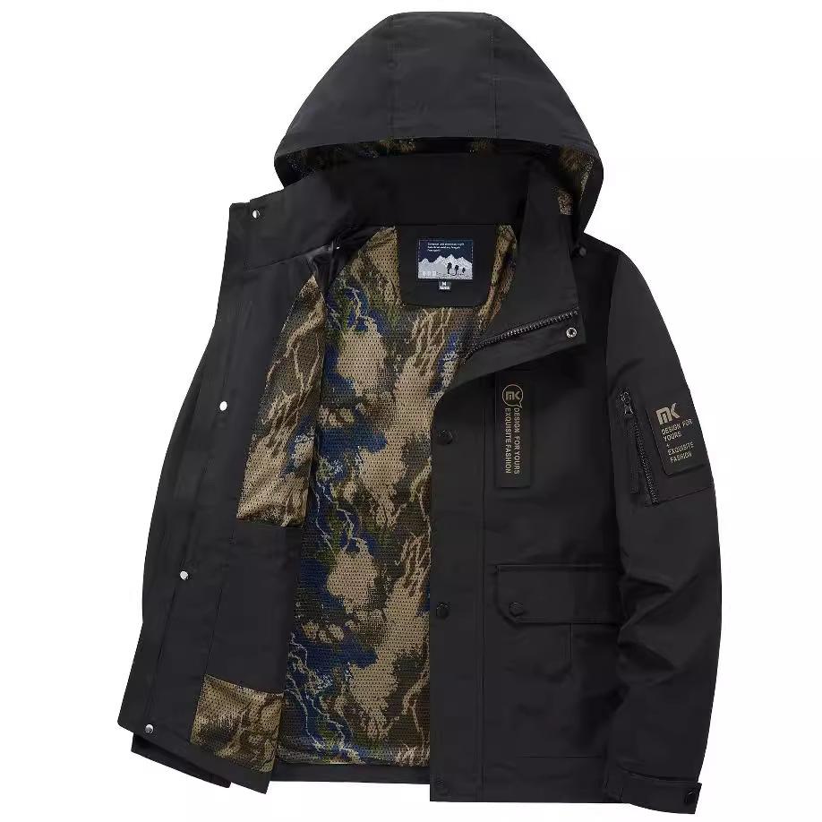 Тонкая рабочая куртка для активного отдыха на весну и осень, мужская ветрозащитная куртка с капюшоном и несколькими карманами, повседневная спортивная куртка для альпинизма