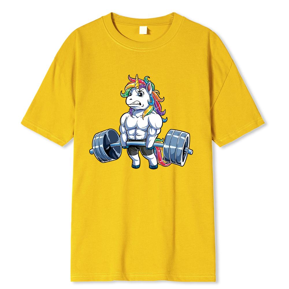 Забавная футболка с круглым вырезом для тренажерного зала и единорога для фитнеса, бодибилдинга, мужские повседневные футболки с короткими рукавами, дропшиппинг