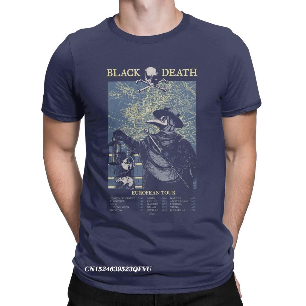 Футболки Plague Doctor для мужчин, европейский тур Black Death, потрясающие хлопковые футболки с круглым воротом, топы Harajuku, футболки с принтом, одежда