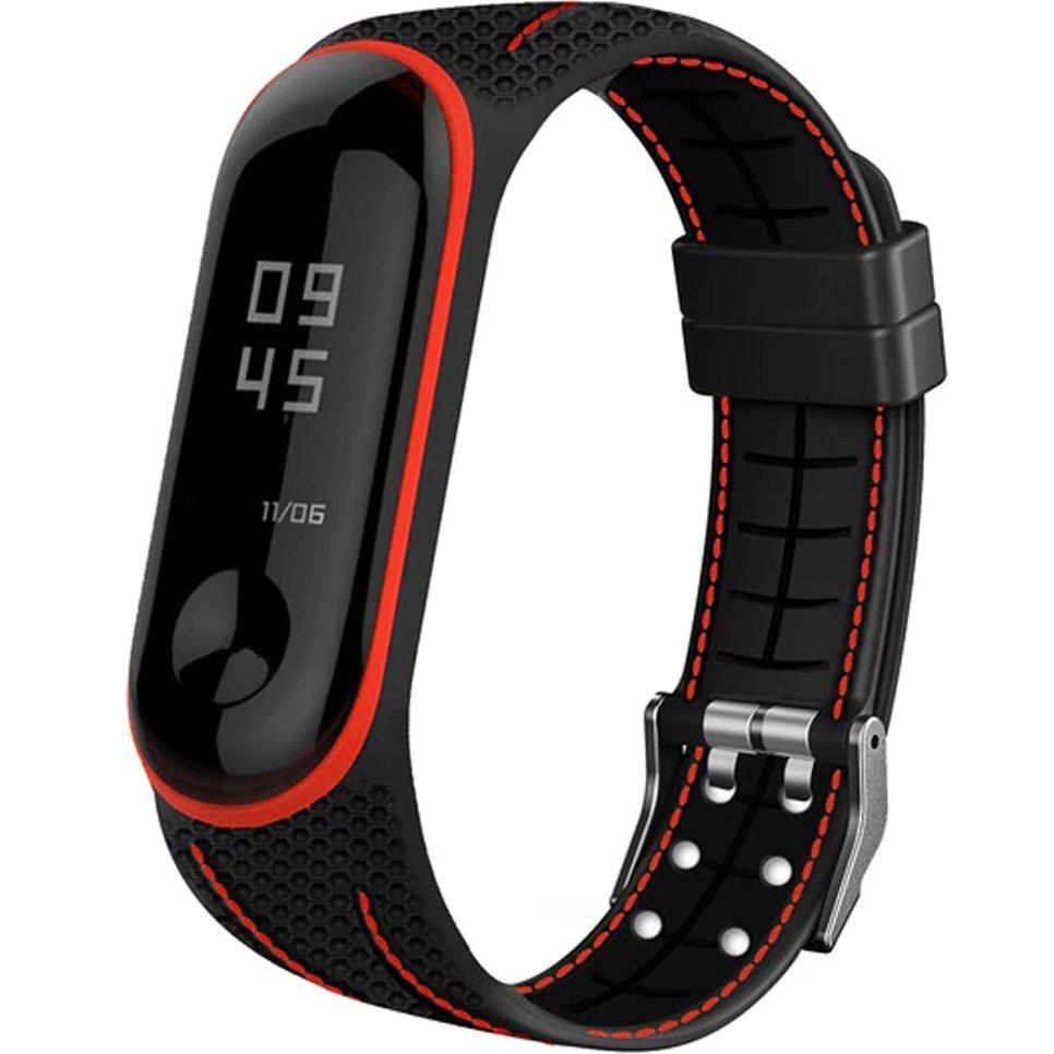 Silicone Strap for Xiaomi Mi Band 5/6/7/7 NFC, Black/Red