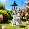 Смола Двойные Ангелы Девочки На солнечной батарее Уличный свет Статуэтка Украшения