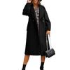 Women Oversize Coat Solid Color Double Breasted Turndown Collar Pockets Overcoat Office