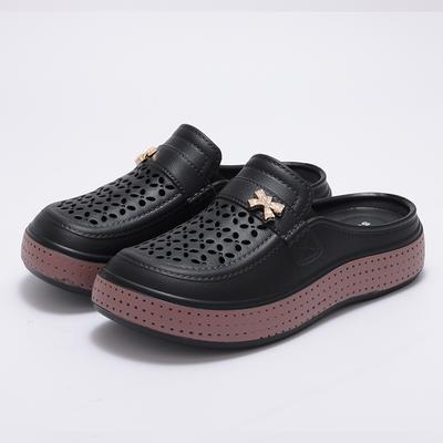 Модные детские женские тапочки Новые плоские тапочки с закрытым носком ЭВА Клоги с круглым носком Пляжные тапочки Толстая подошва Повседневные шлепанцы Подходят женщинам мужчинам