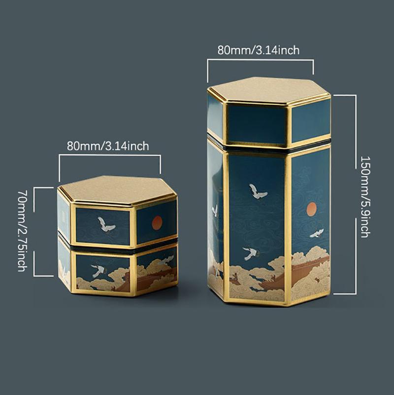 Креативный шестиугольный чайник, жестяная банка, китайская жестяная емкость для хранения чая, герметичная переносная коробка для чая, пустая банка, чайный сервиз, аксессуары