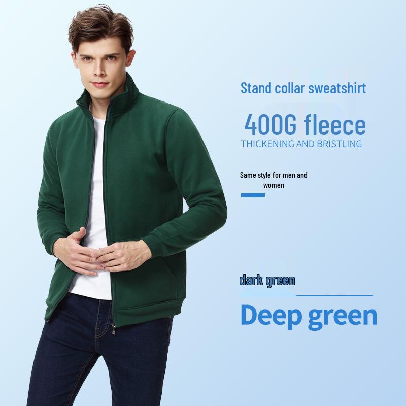 Custom Long Sleeve Cotton Zipper Sweatshirt Jacket with Turn-Down Collar and Logo for Corporate Culture