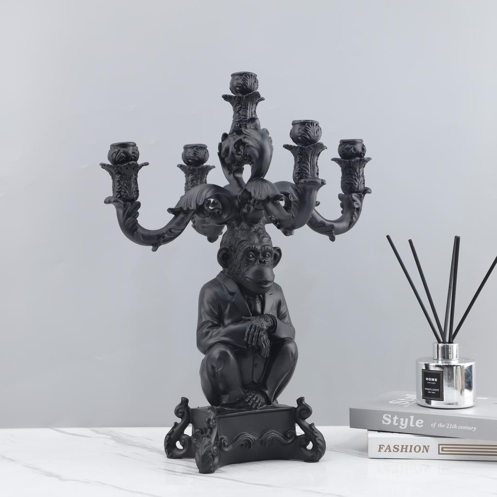 Mid ancient style, five headed gorilla, candle stand, animal ornaments, art decorations, and ornaments