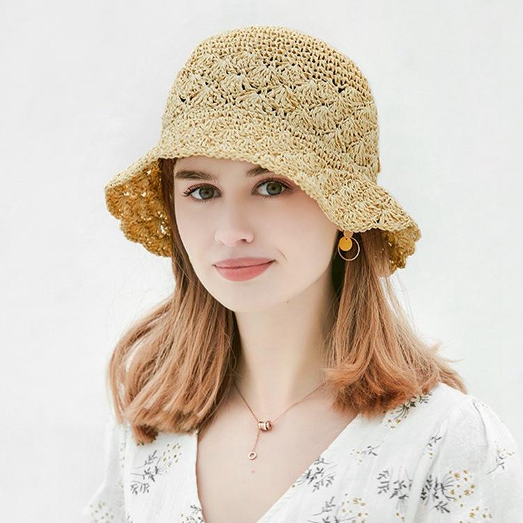 Полая соломенная шляпа женская пляжная летняя шляпа солнцезащитная шляпа солнцезащитная модная шляпа-ведро солнцезащитная шляпа складная шляпа