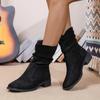 2024 Hot Sale Women's Shoes Sleeve Women's Boots Autumn Round Toe Solid Short Barrel Chunky Heels Large Size Fashion Boots