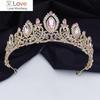 Великолепные розовые хрустальные свадебные тиары королевская королева невеста корона украшения для волос принцесса выпускной свадьба корона головной убор аксессуары