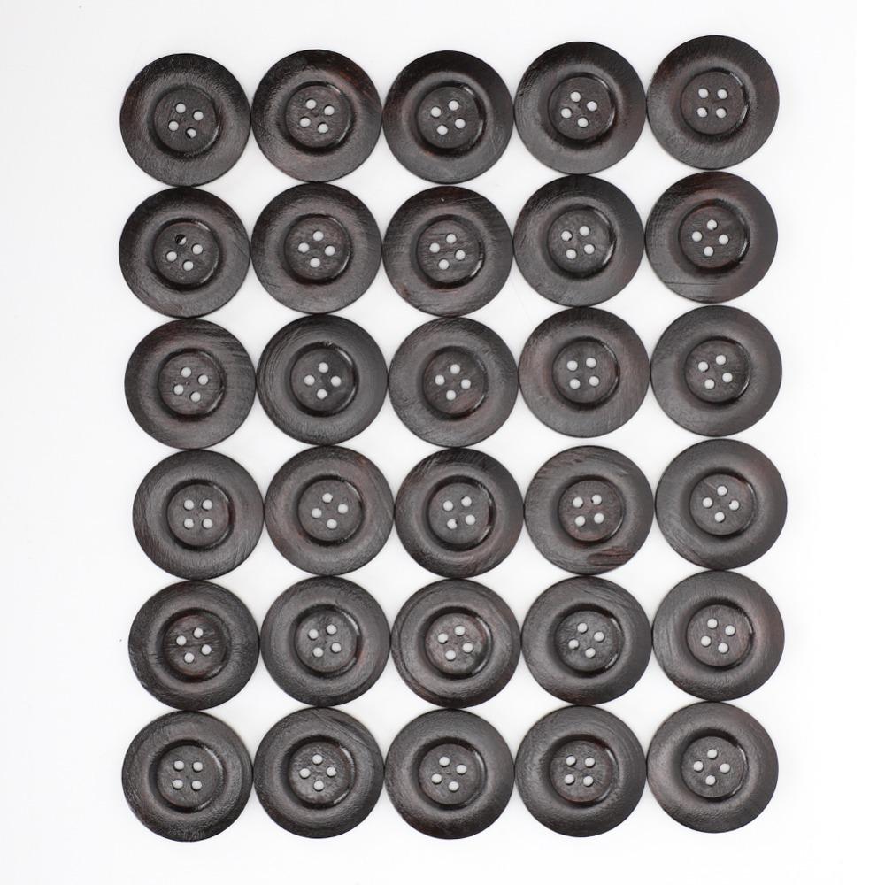 30pcs 40mm Craft Sewing Buttons 4 Holes Round Wood Buttons Vintage Style Coat Buttons DIY Crafts