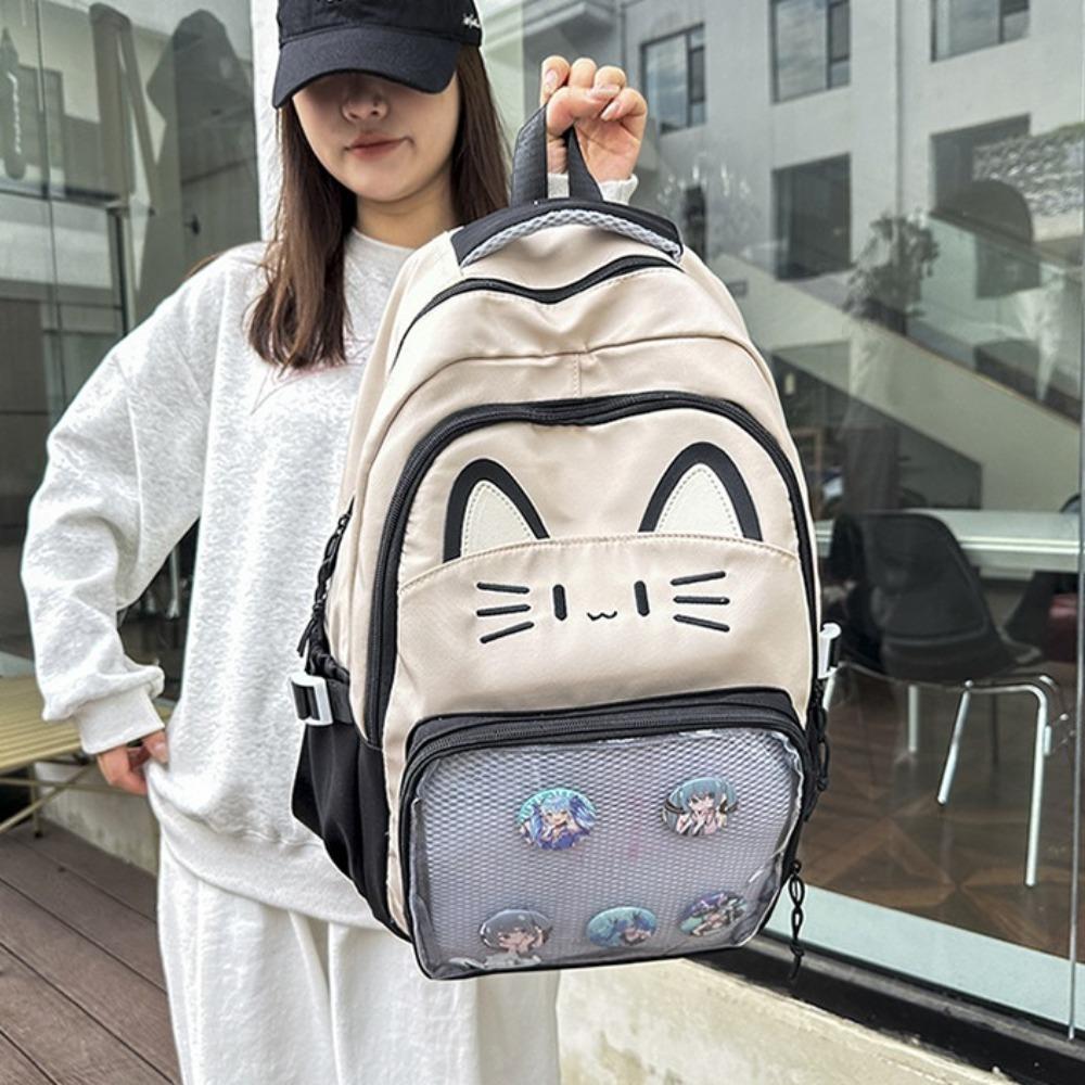 Large Capacity Cartoon Ita Bag Embroidery Student School Bag Transparent Pocket Itabag  Woman
