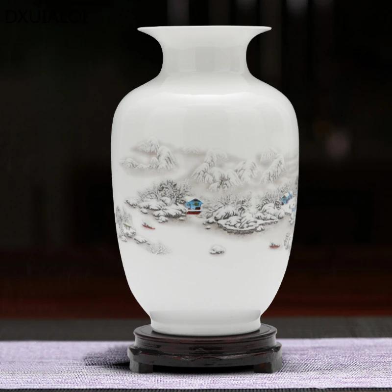 Jingdezhen Ceramic Vase Home Decoration Accessories Desktop Ornament Living Room Flower Planter Chinese Style Ceramic Crafts