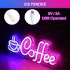 Coffee Neon Sign Light USB/Battery Led Neon Lamps for Bar Cafe Restaurant Party Art Wall Decor Window Hanging Night Lights