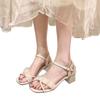 Летний стиль Повседневные Простые Однотонные Квадратный носок Открытый носок Ремешок с пряжкой Квадратный каблук Средний каблук Модные сандалии