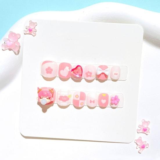 12 шт. детские мультяшные наклейки для дизайна ногтей, милые цветочные девушки с сердечным узором, стразы, наклейки для ногтей, самоклеящиеся накладные ногти, художественное украшение «сделай сам»