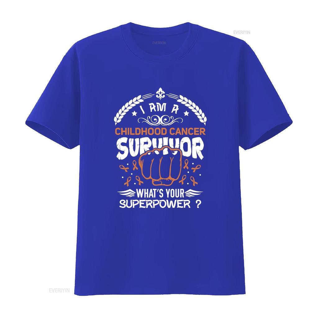 Childhood Cancer Survivor T Shirt Comfortable Made in USA S 5XL Whats Your Superpower vintage Washed streetwear Stretched