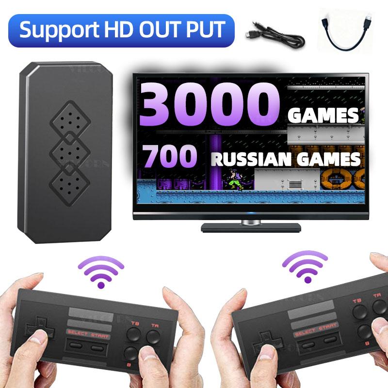 Игровая приставка 8-битная HD Game Stick со встроенными играми и 2 беспроводными контроллерами