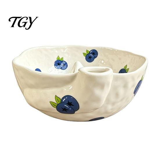 Sophisticated Ceramic Kitchen Decor Berry Washing Bowl with Drainage Holes, Fruit Essential for Lovers Rinse Basin, Colander Fresh Berries Vegetables