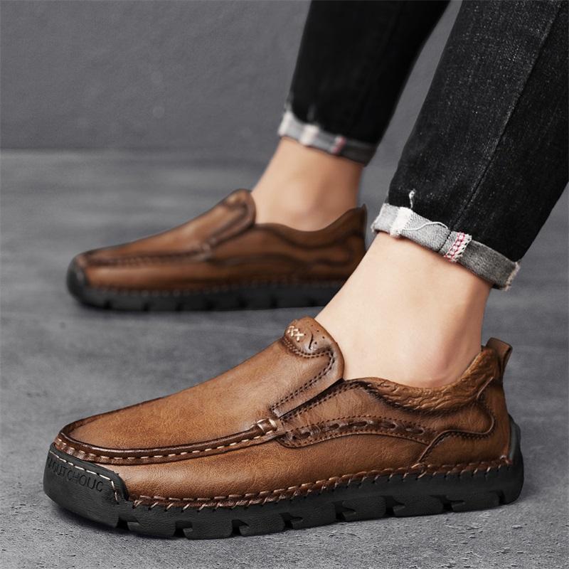 Fashion Genuine Leather Men Casual Shoes Loafers Sneakers New Fashion Comfortable Flat Handmade Retro Leisure Shoes Men Shoes Size 46