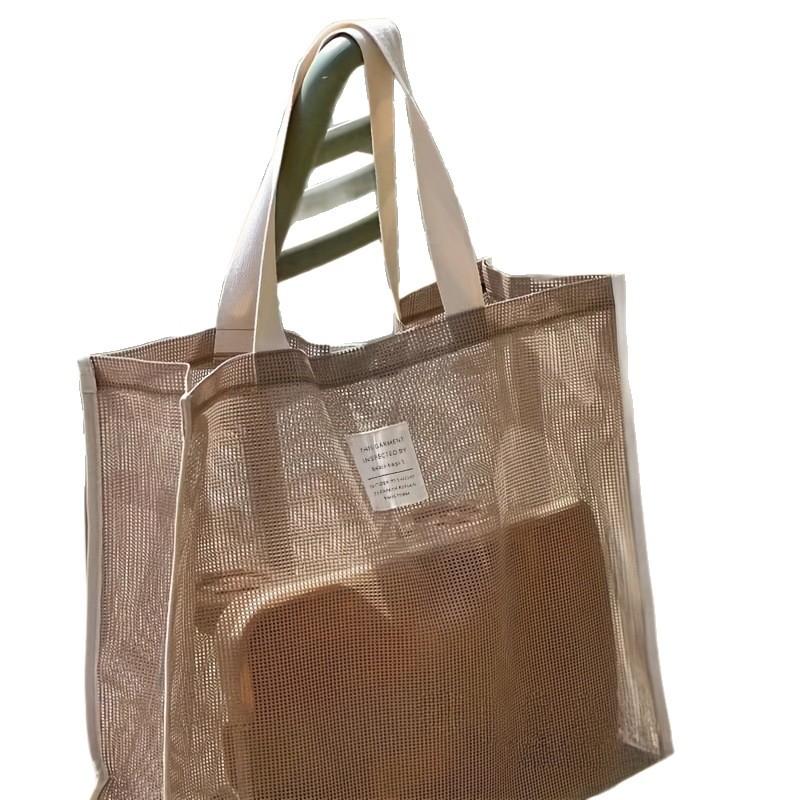 Мамина Сумка Ins Пляжная Сумка Сумка для Хранения Большая Вместимость Для Плавания Спорта Тренажерного Зала Ручная Полая Сетчатая Сумка