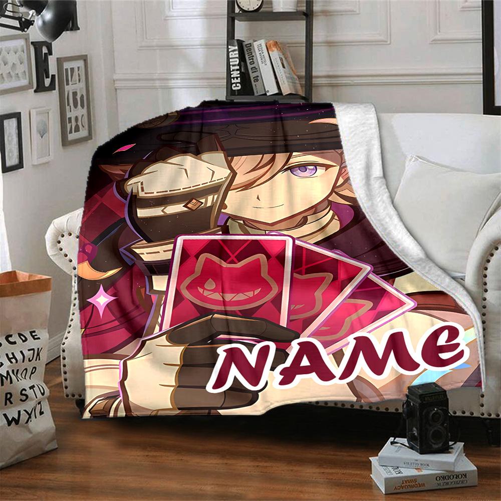Customizable Genshin Impact5 Throw Blanket – Personalized Name, All-Season Cozy Snug Blanket, Machine Washable, Personalized Blanket