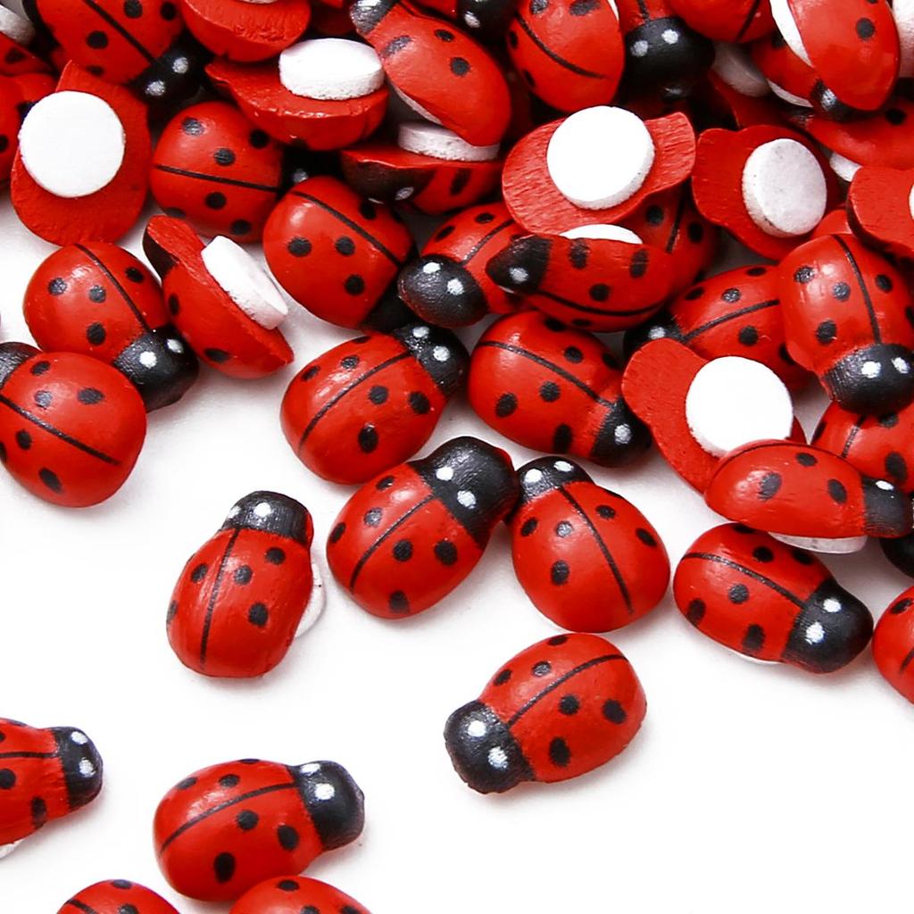 50 шт. Милые деревянные божьи коровки Битлз Наклейка на стену Детские Раскрашенные DIY Поделки Свадьба Дом Вечеринка Праздничное украшение AVE