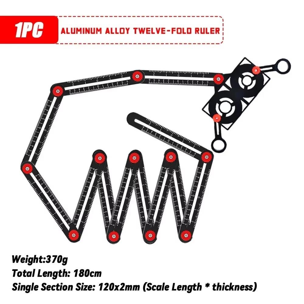 1Pcs 6/9/12 Folds Measuring Ruler Aluminium Alloy Locator Drill Guide Template Tool