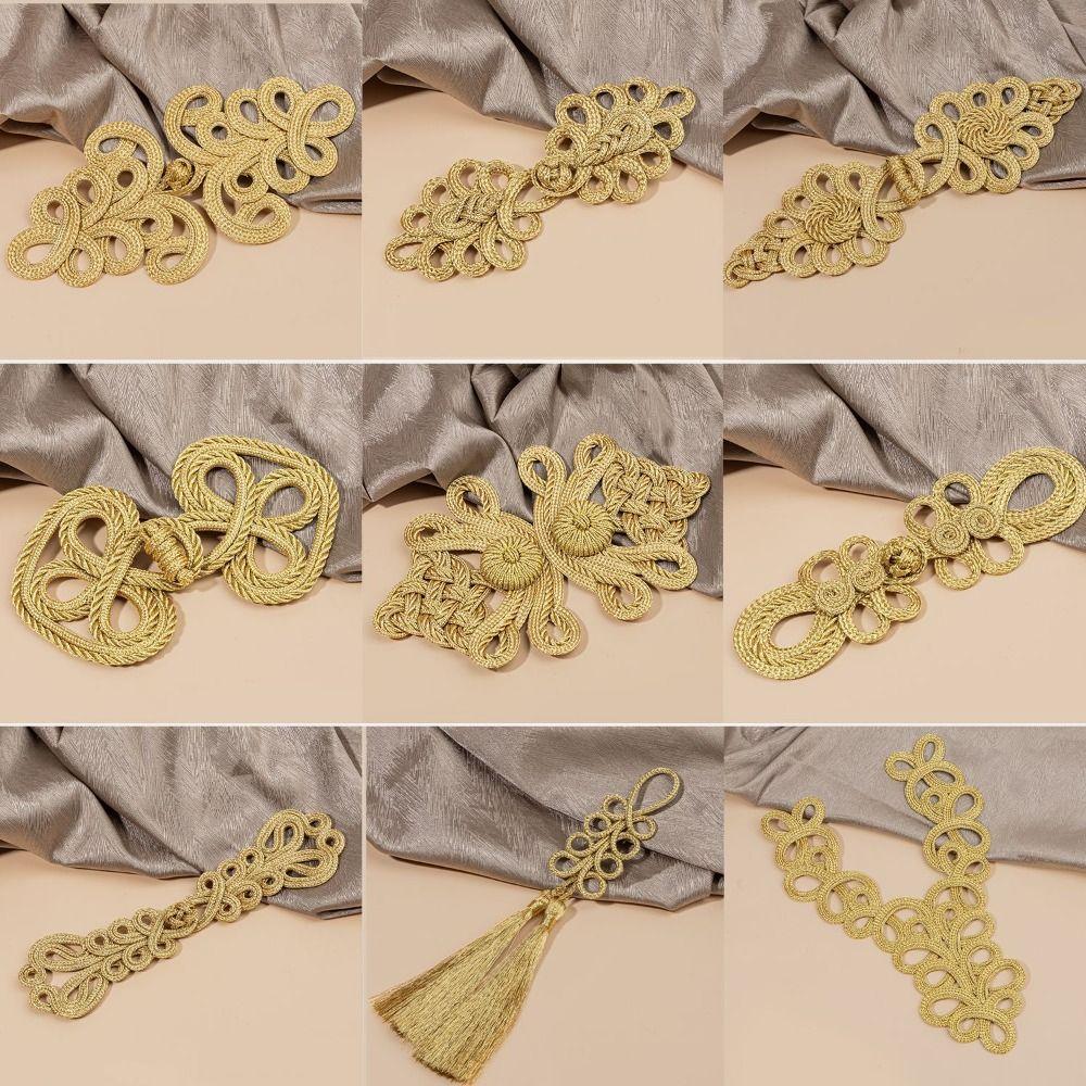 Golden Chinese Knot Buttons Handmade Tang Suit Buttons Cheongsam Buttons Cheongsam Making