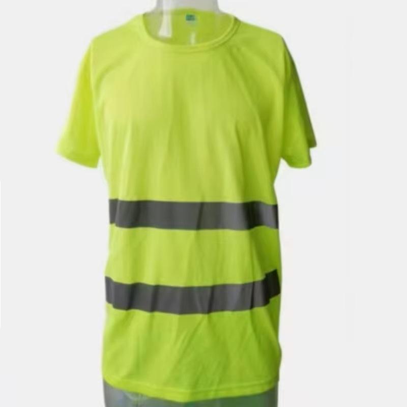 Fluorescent High Visibility Reflective Shirts Safety Polo t-Shirt Construction Shirt Fast Dry Work Wear Night Cycle Biking