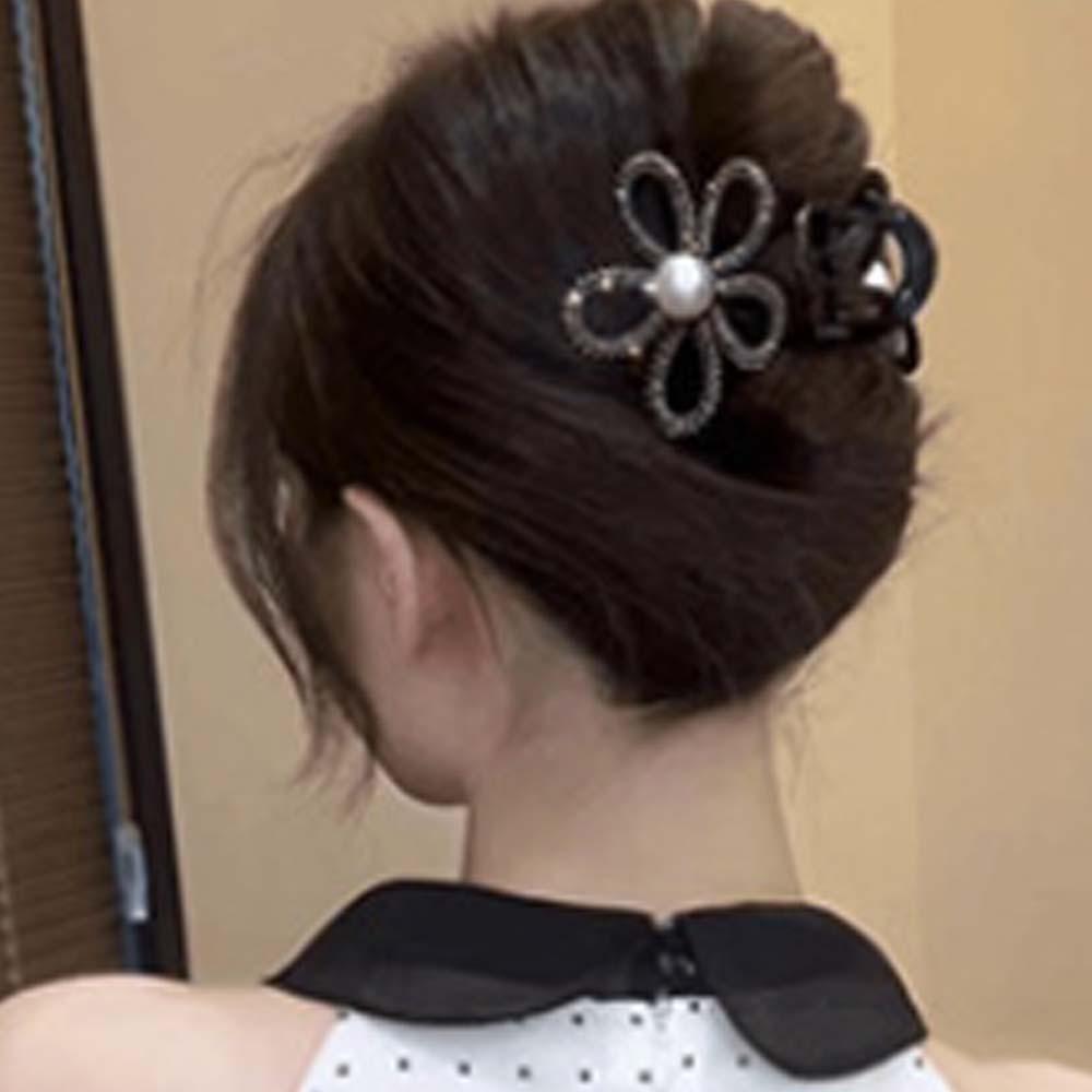 Rhinestone Shark Clip Zircon Shiny Hair Claw Creative Flower Pearls Shark Clip Party