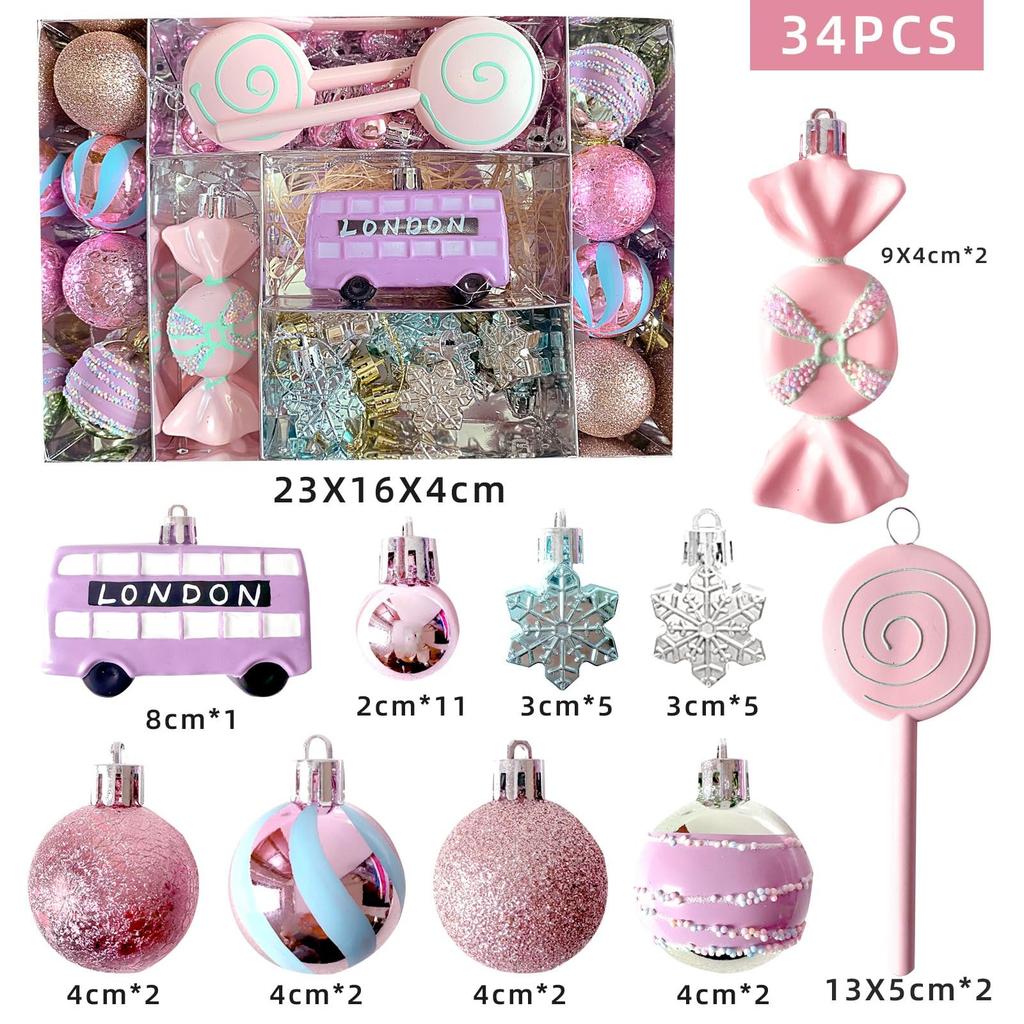 Макарунные Рождественские Шары-Украшения, Небьющиеся Подвески, Милые Украшения в Виде Пончиков, Леденцов, Конфет, Тортов, (34Pcs)