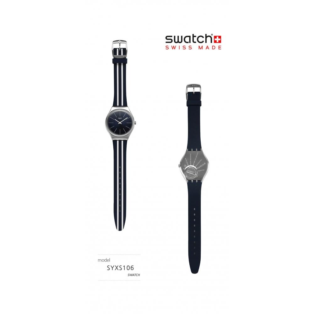 Swatch SyxS106 Кожа Кожасинийжелезный Мужские S Уретановые Часы