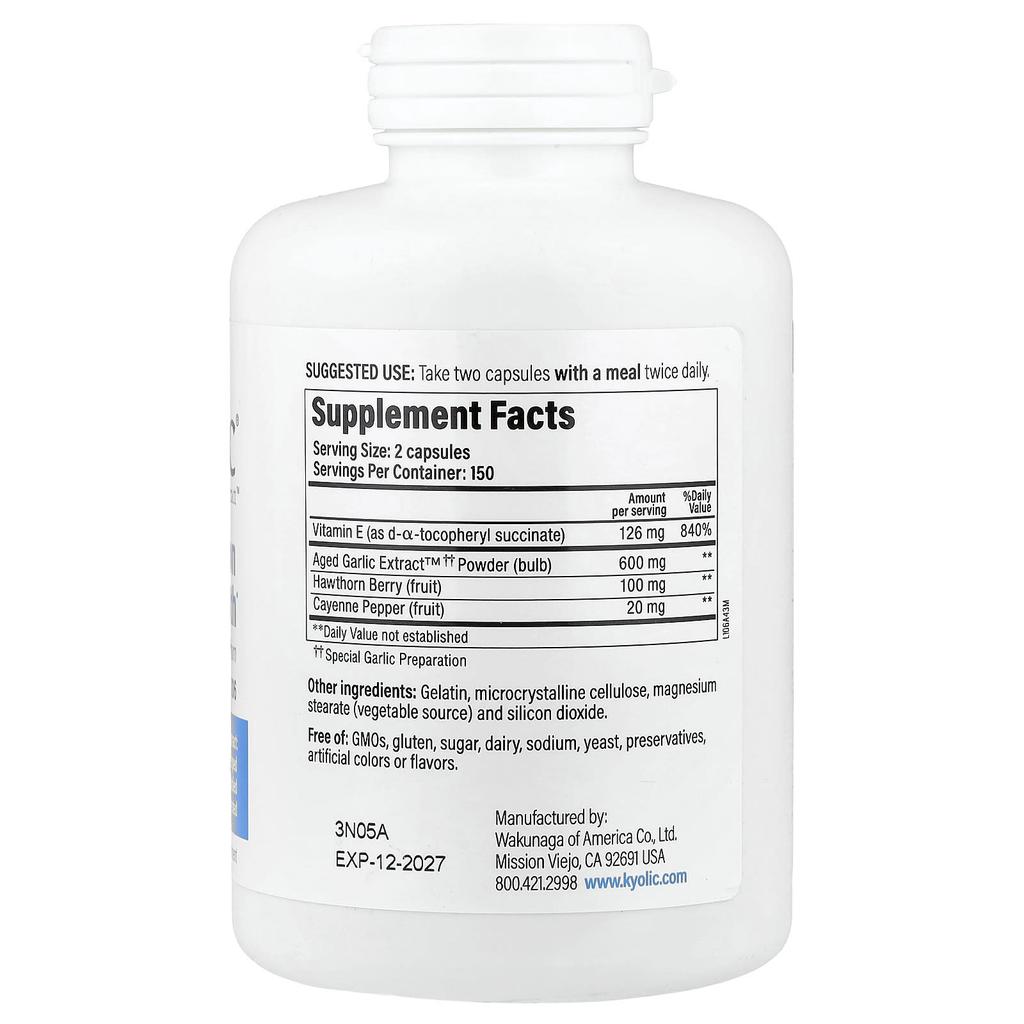 Aged Garlic Extract, Odorless, Formula 106, 300 Capsules