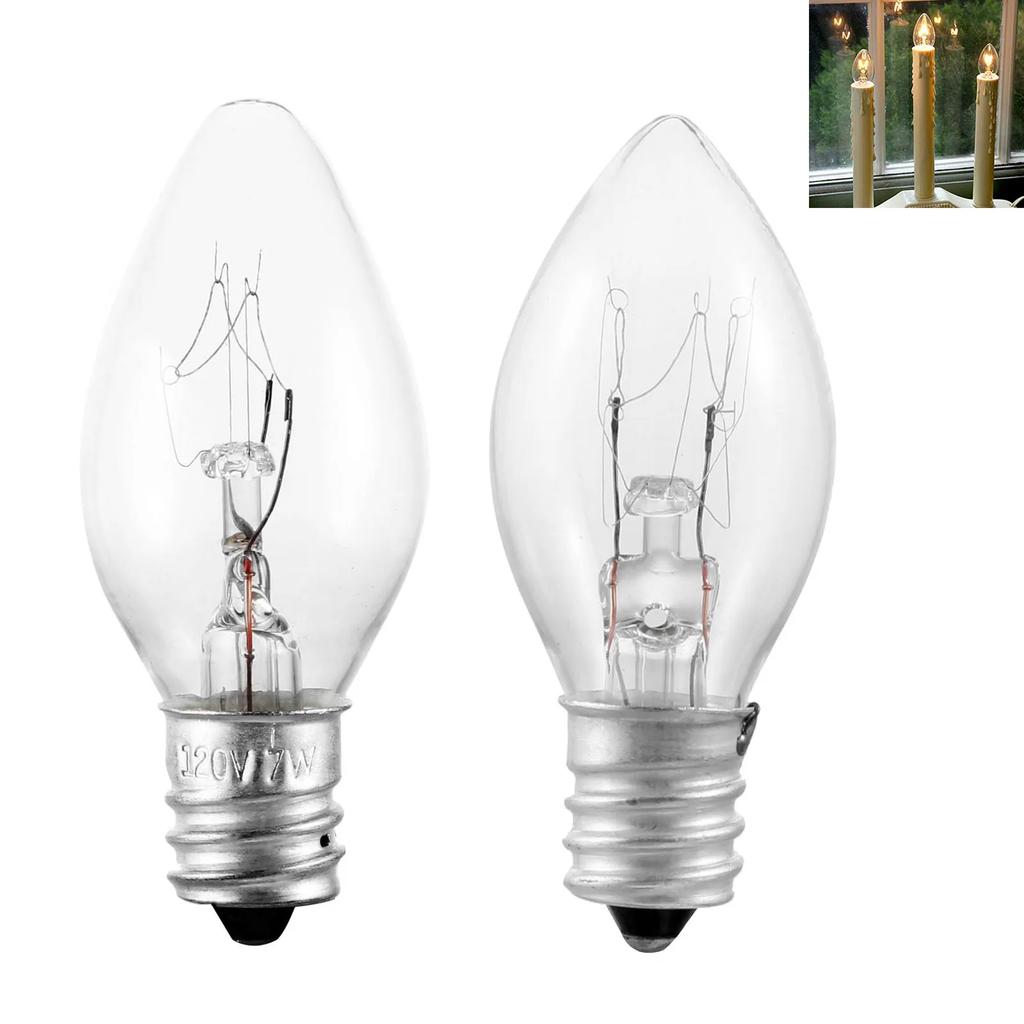 10 Pcs LED Night Light Bulbs C7 Chandelier 7W 10W E12 Base Decorative Light Bulbs Christmas Candle Bulb 110V 220V Amber Glass