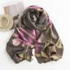 New Japanese Style Autumn and Winter Hibiscus Print Short Flow Faux Cashmere Shawl for Women's Warmth